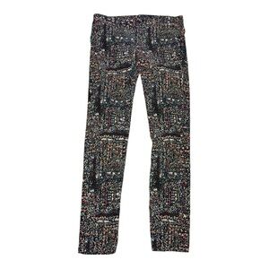 Club Monaco Floral Corduroy Pants Womens Size 6 Black Floral Pattern Skinny